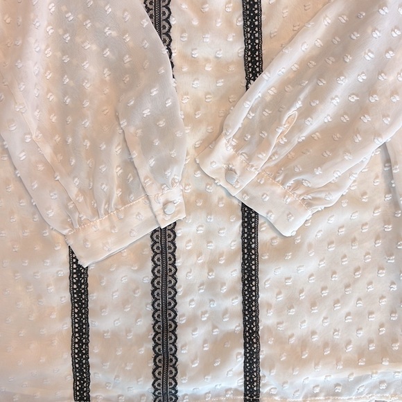 J. Crew - Swiss Dot Chiffon Black Lace Blouse, size 00 - Picture 5 of 11